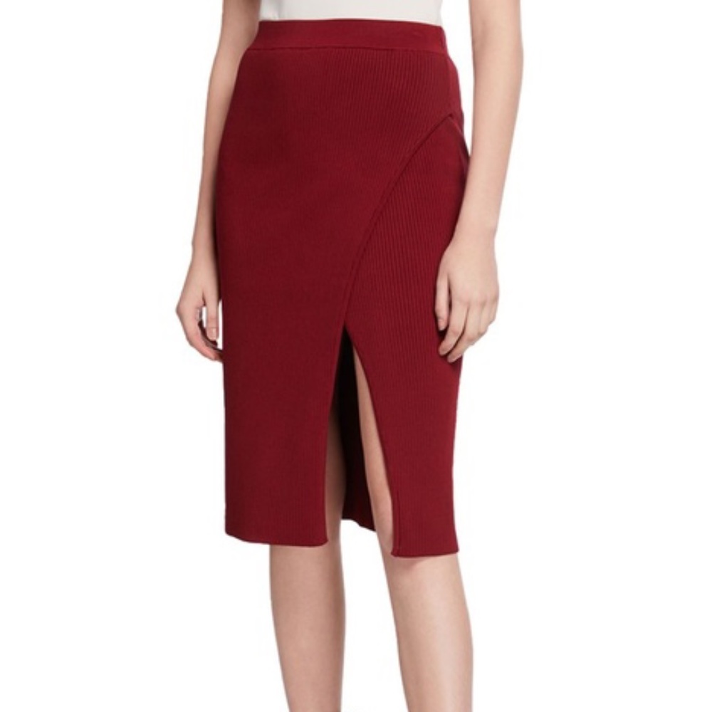 NEW XS Jonathan Simkhai Ribbed Maroon Wrap Skirt
